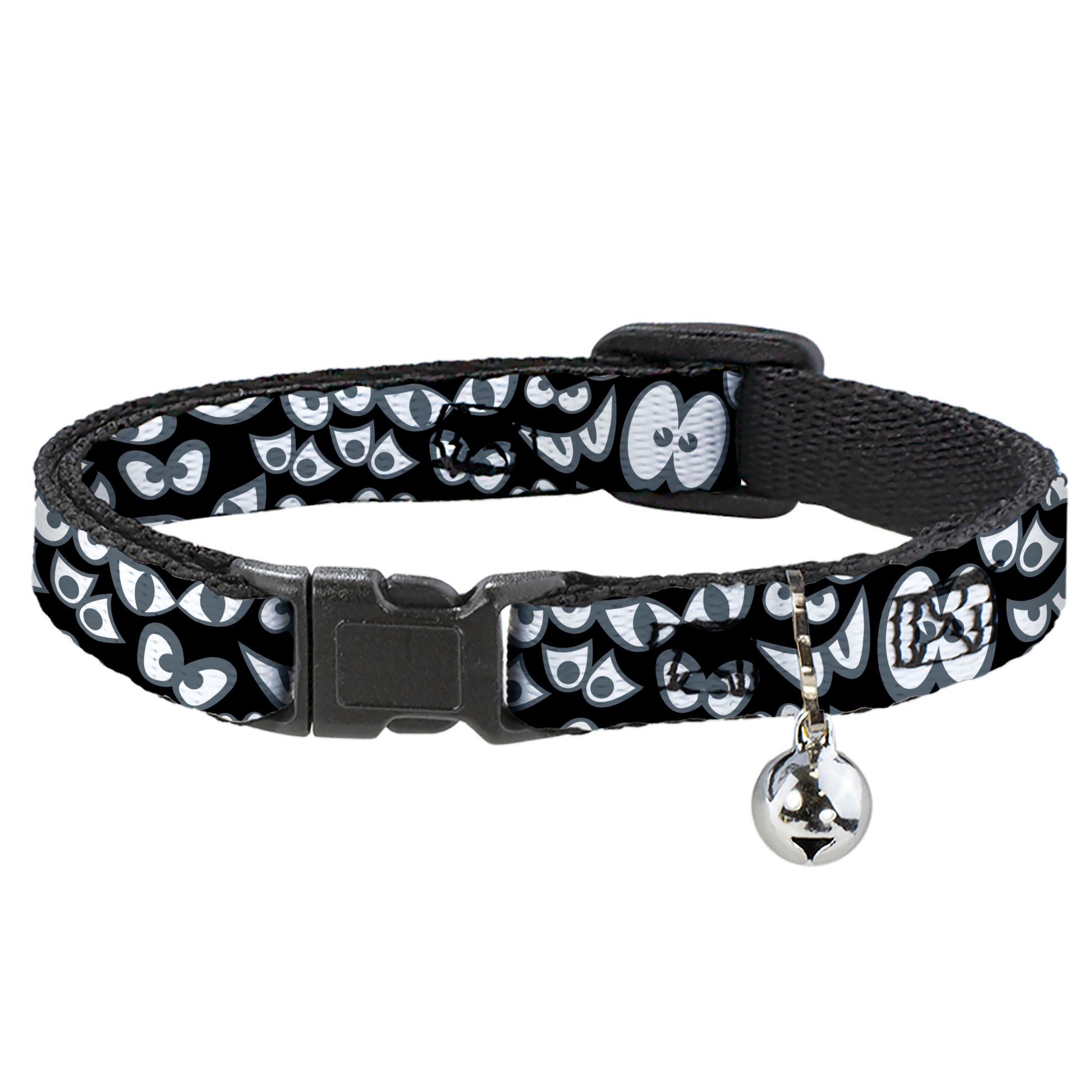 Breakaway Cat Collar with Bell - Spooky Eyes Scattered Black/Gray/White Breakaway Cat Collars Buckle-Down