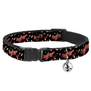 Cat Collar Breakaway with Bell - A CHRISTMAS STORY Title Logo and Lights Black Reds Breakaway Cat Collars A Christmas Story