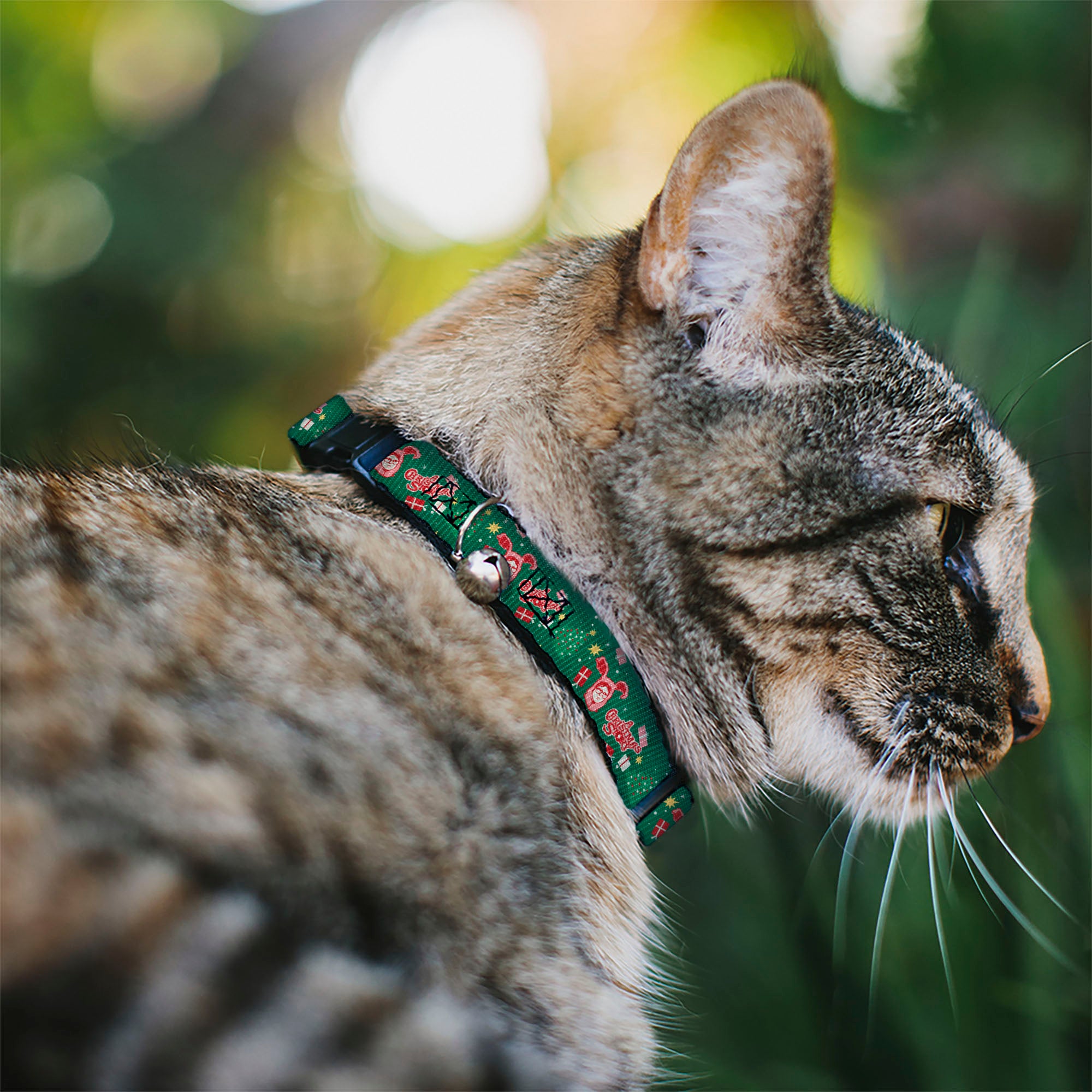 Breakaway Cat Collar with Bell - A CHRISTMAS STORY Ralphie and Icons Title Logo Collage Green/Reds Breakaway Cat Collars A Christmas Story