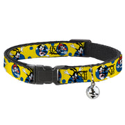 Breakaway Cat Collar with Bell - Animaniacs Yakko Wakko and Dot Poses Yellow/Blue Breakaway Cat Collars Animaniacs