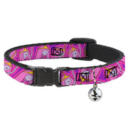 Breakaway Cat Collar with Bell - Adventure Time Princess Bubblegum Poses Collage Lavender Breakaway Cat Collars Adventure Time