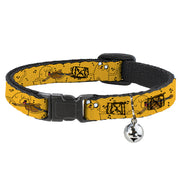 Breakaway Cat Collar with Bell - Adventure Time Jake Dancing and Violin Poses Yellow Breakaway Cat Collars Adventure Time