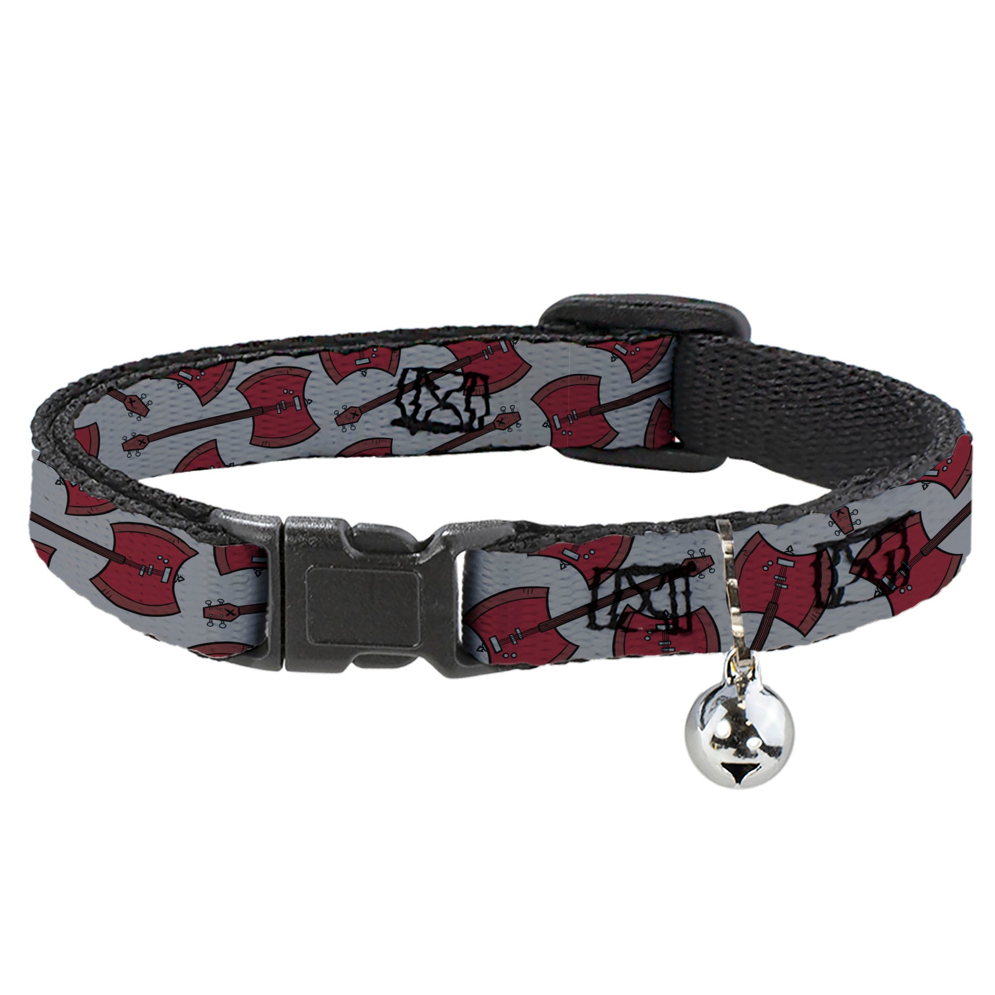 Breakaway Cat Collar with Bell - Adventure Time Marceline's Axe Bass Guitar Scattered Gray Breakaway Cat Collars Adventure Time