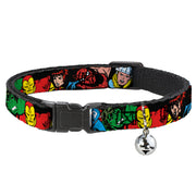 MARVEL COMICS Cat Collar Breakaway - 5-Marvel Characters Black Breakaway Cat Collars Marvel Comics