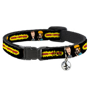 Breakaway Cat Collar with Bell - BEAVIS AND BUTT-HEAD Title Logo and Pose Black Breakaway Cat Collars MTV   