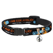 Breakaway Cat Collar with Bell - Beavis and Butt-Head I AM CORNHOLIO Pose Black/Orange/White Breakaway Cat Collars MTV   