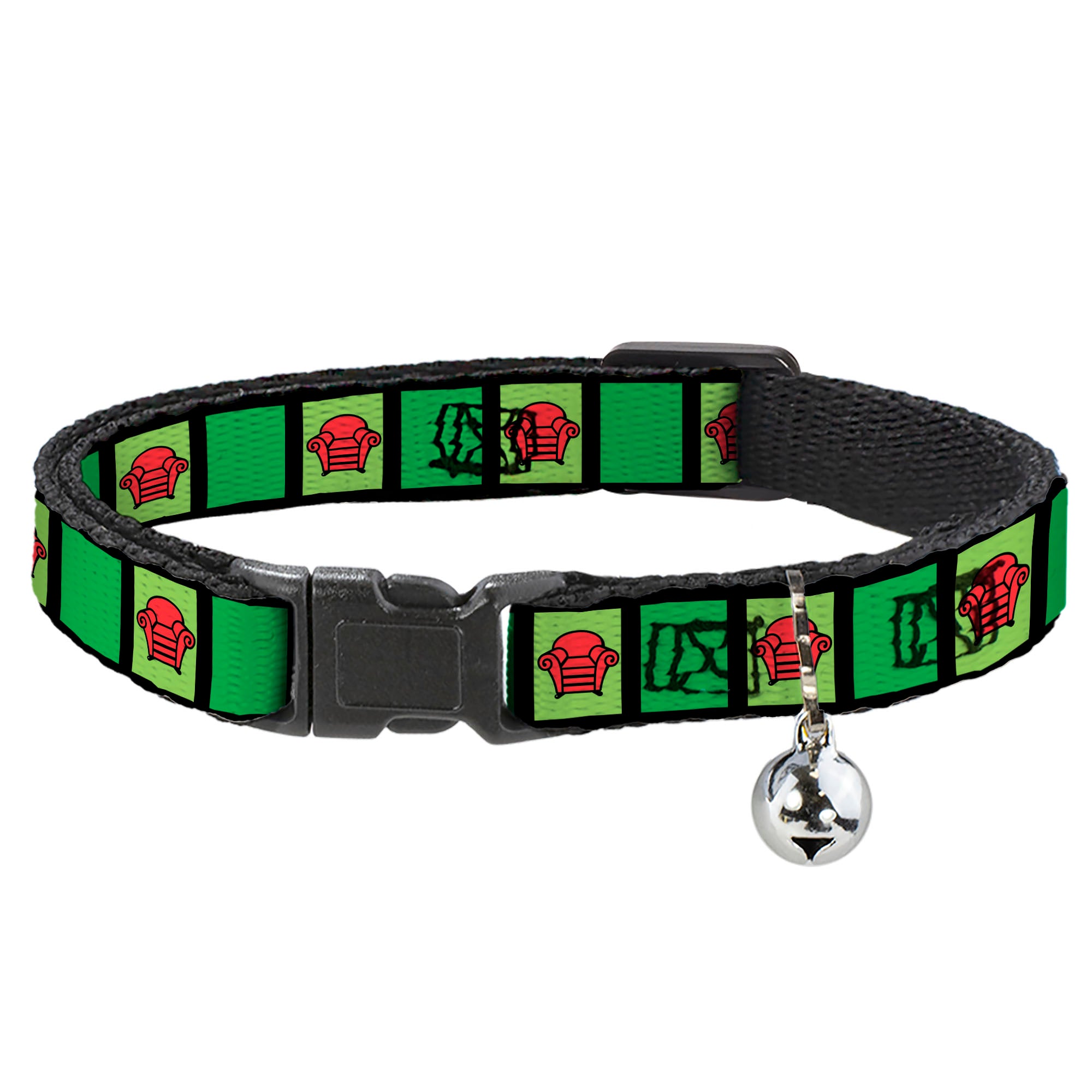 Cat Collar Breakaway with Bell - Blue's Clues Steve's Stripe and Thinking Chair Black Greens Red Breakaway Cat Collars Blue's Clues