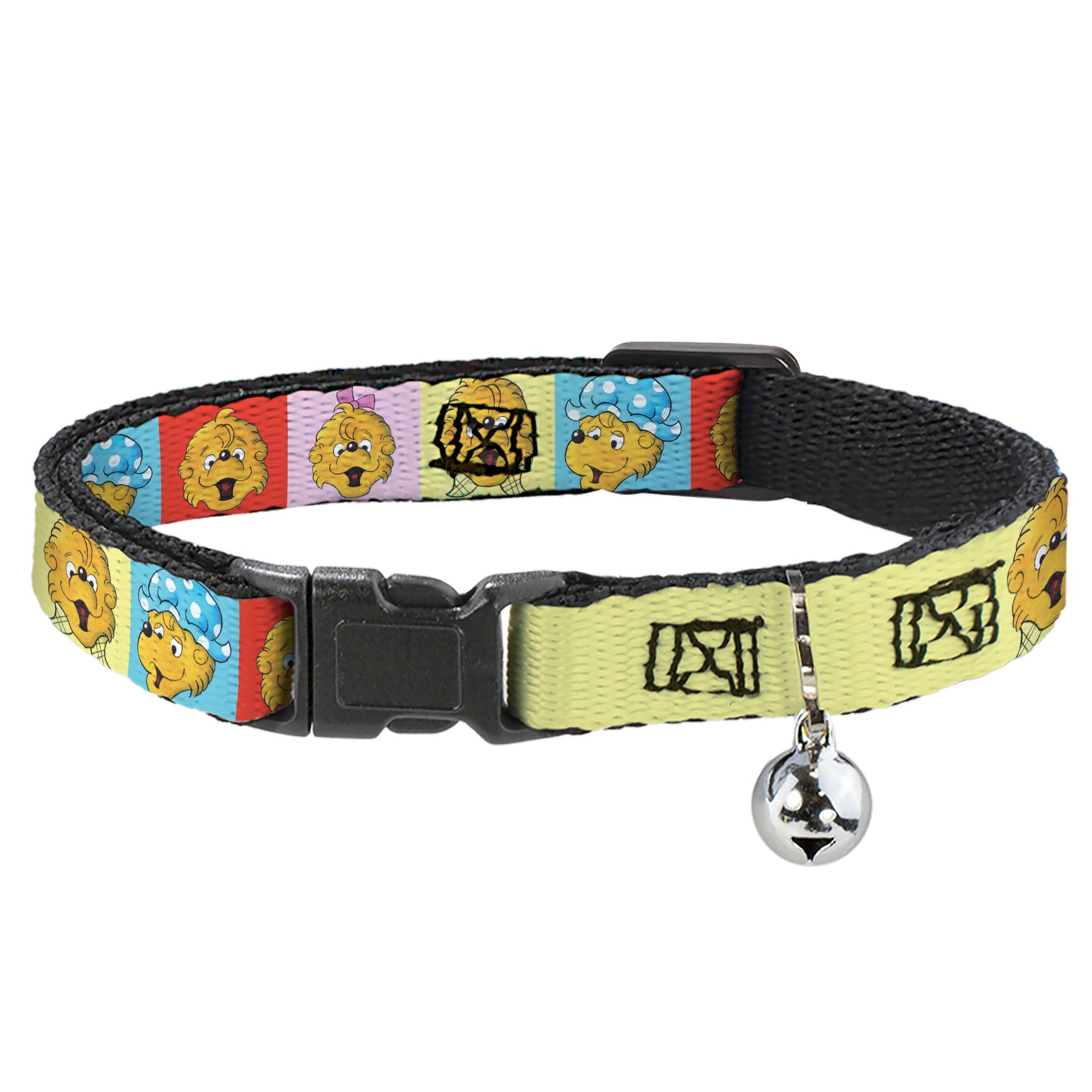 Breakaway Cat Collar with Bell - The Berenstain Bears Smiling Face Blocks Multi Color Breakaway Cat Collars The Berenstain Bears