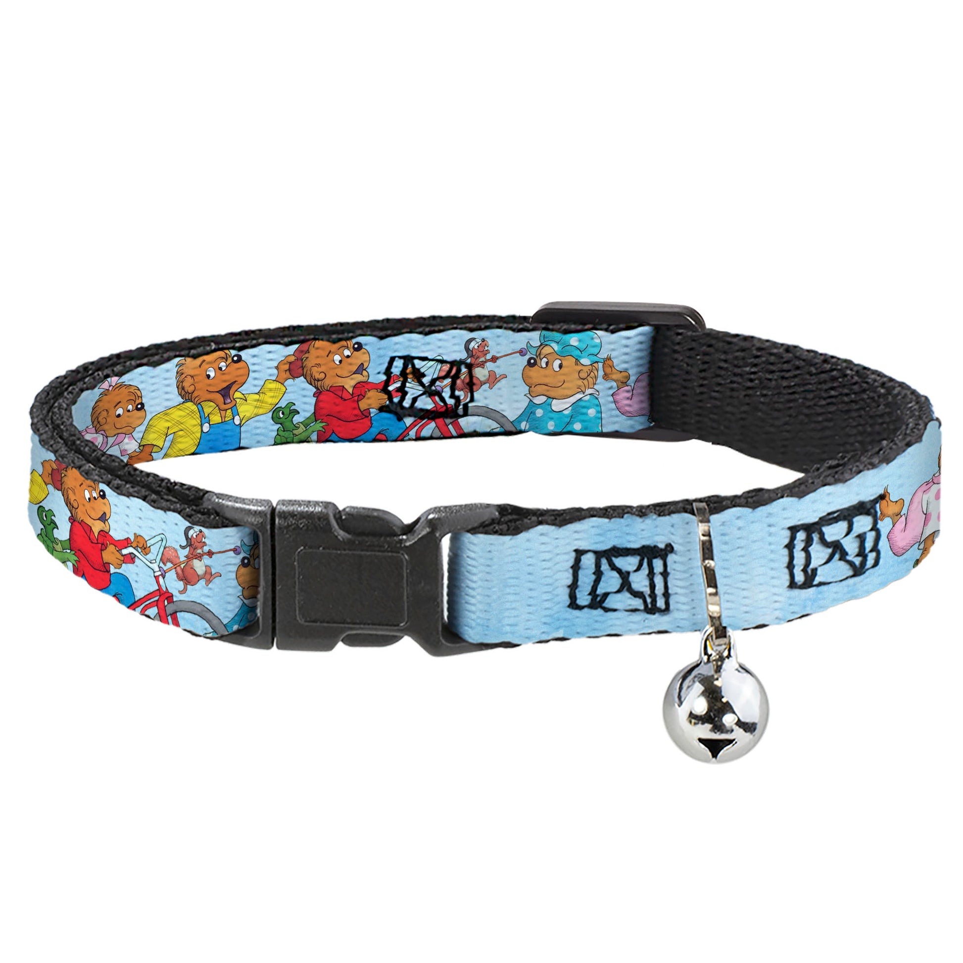 Breakaway Cat Collar with Bell - The Berenstain Bears Family Fun Day Pose Light Blue Breakaway Cat Collars The Berenstain Bears