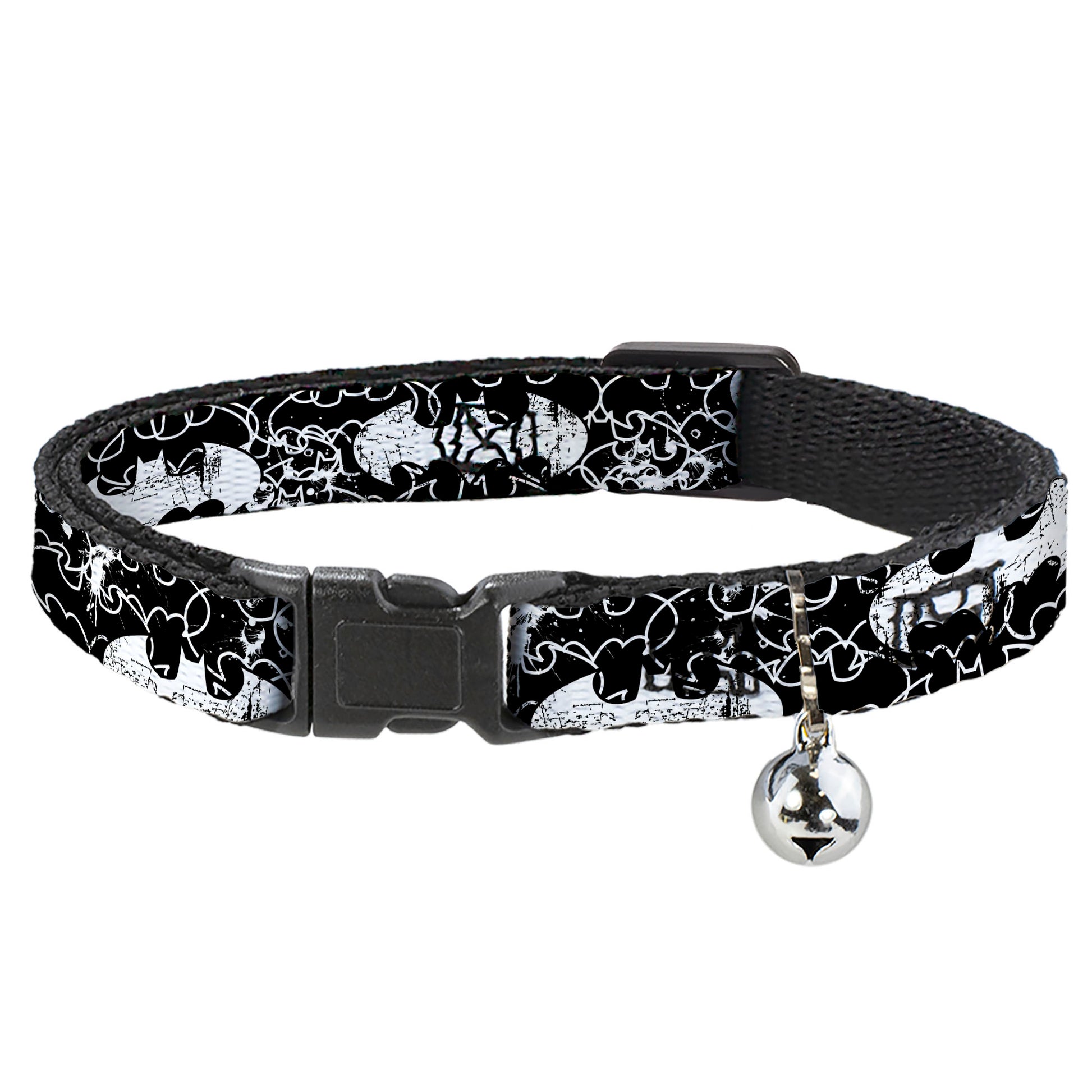 Cat Collar Breakaway - Batman Outlines Black White Breakaway Cat Collars DC Comics