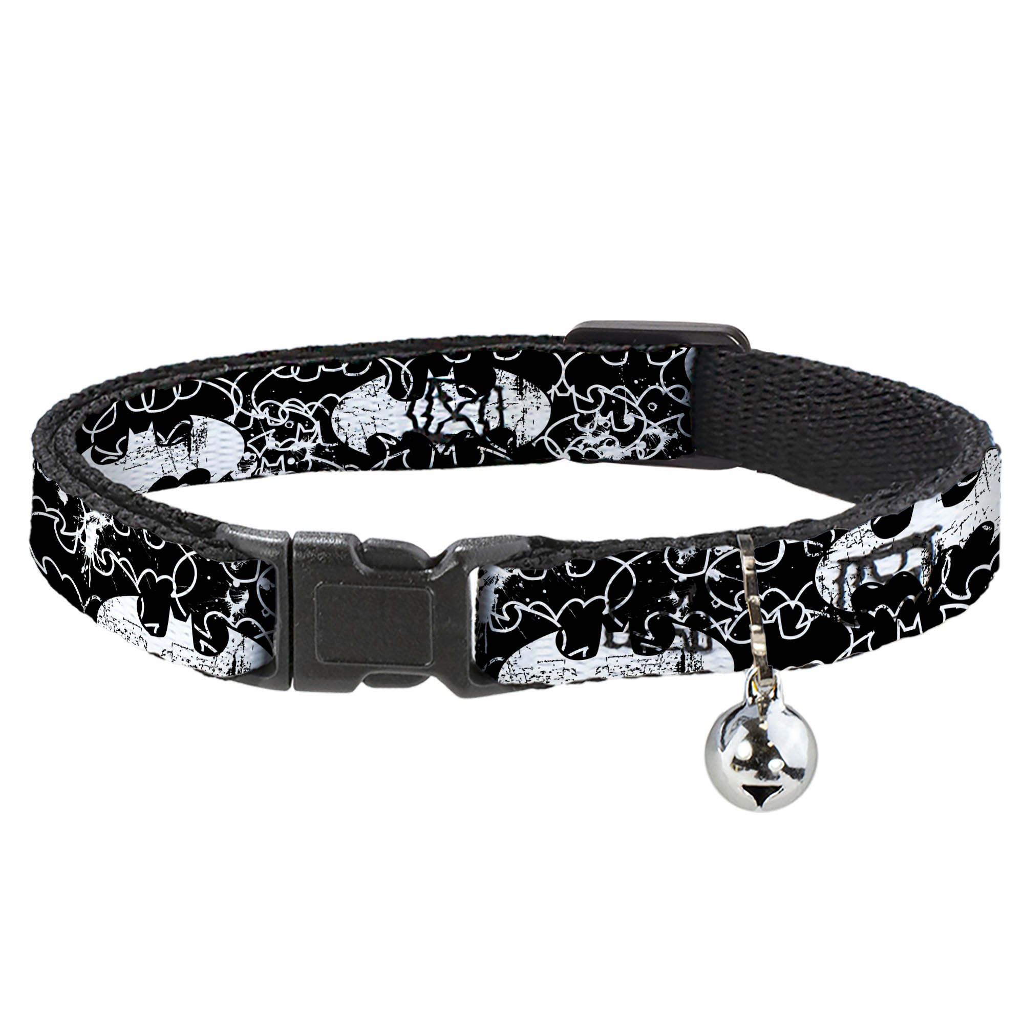Cat Collar Breakaway - Batman Outlines Black White Breakaway Cat Collars DC Comics