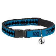 Breakaway Cat Collar with Bell - Bat Signal-3 Blue/Black/Blue Breakaway Cat Collars DC Comics