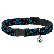 Cat Collar Breakaway - Bat Signals Stacked Blue Black Breakaway Cat Collars DC Comics