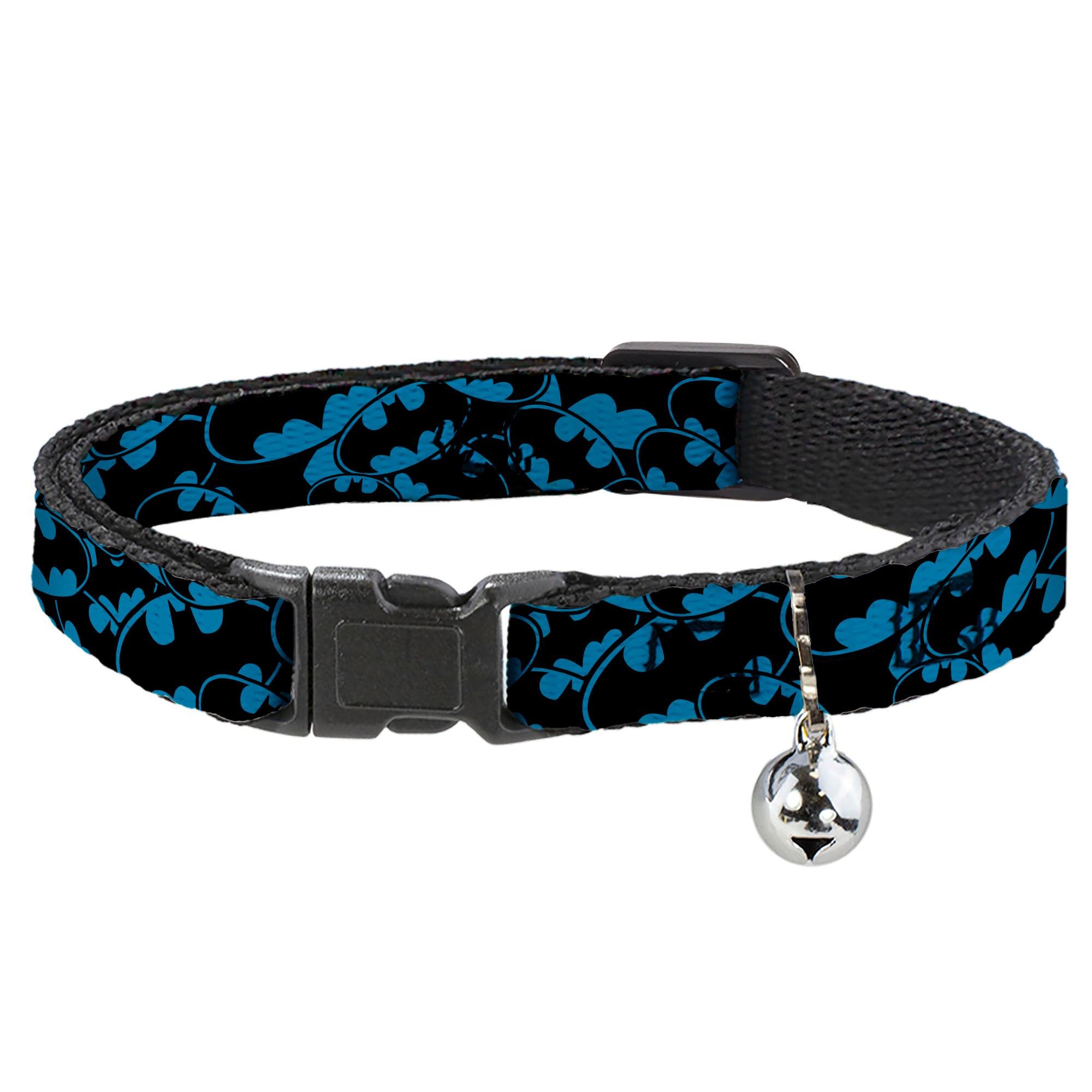 Cat Collar Breakaway - Bat Signals Stacked Blue Black Breakaway Cat Collars DC Comics