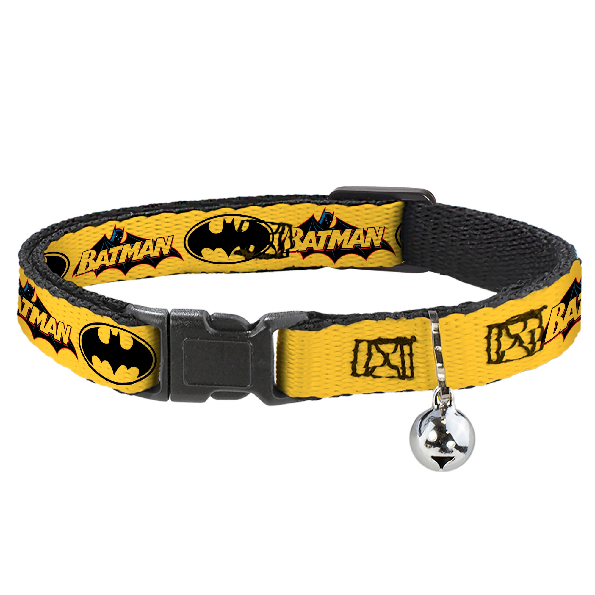 Cat Collar Breakaway - Vintage Batman Logo & Bat Signal-3 Yellow Breakaway Cat Collars DC Comics