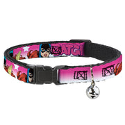 Cat Collar Breakaway - BATGIRL Bubble Letters w Stars Pink White Breakaway Cat Collars DC Comics