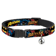 Cat Collar Breakaway - Batman & Robin in Action w Text Burgundy Breakaway Cat Collars DC Comics