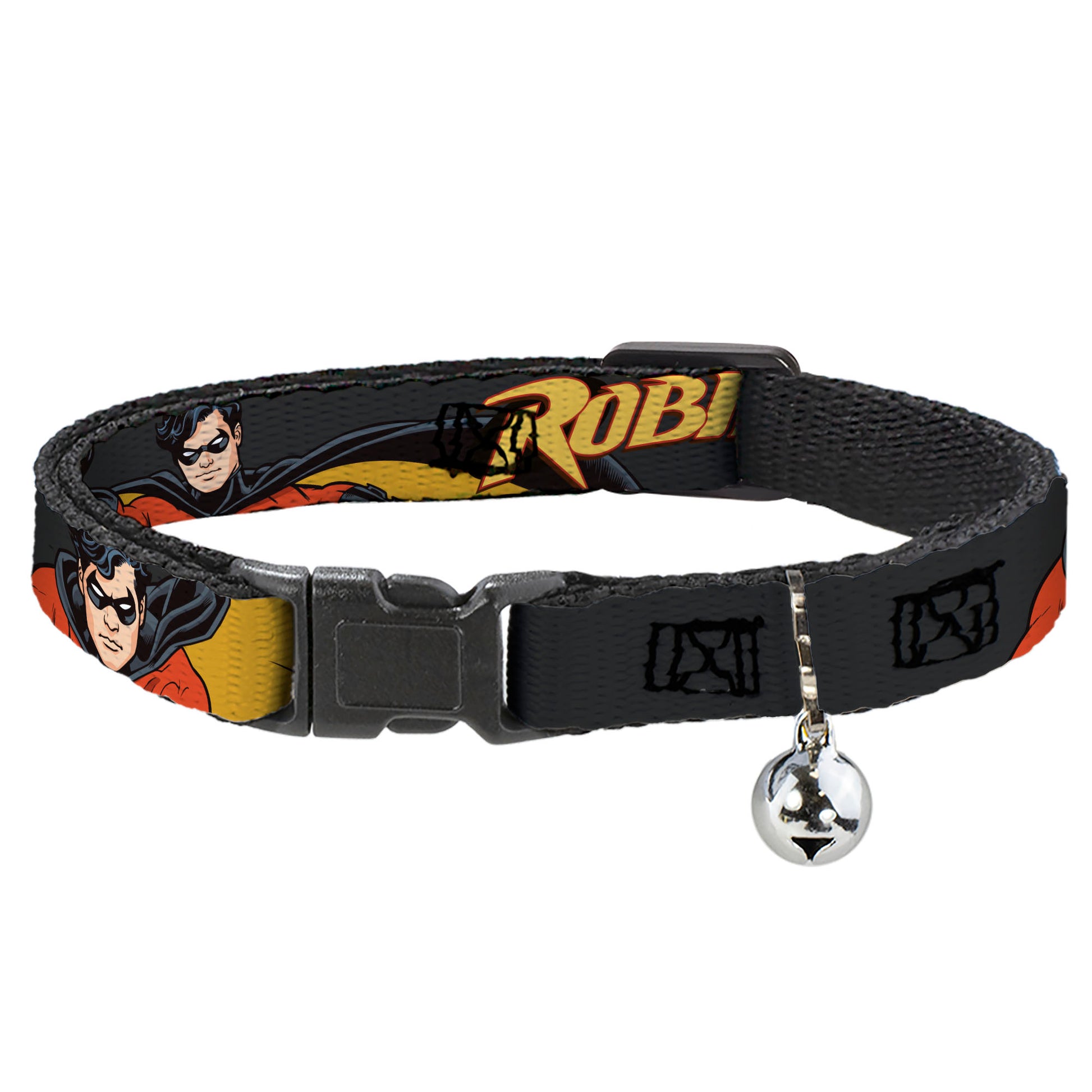 Cat Collar Breakaway - ROBIN Red Black Poses Gray Breakaway Cat Collars DC Comics