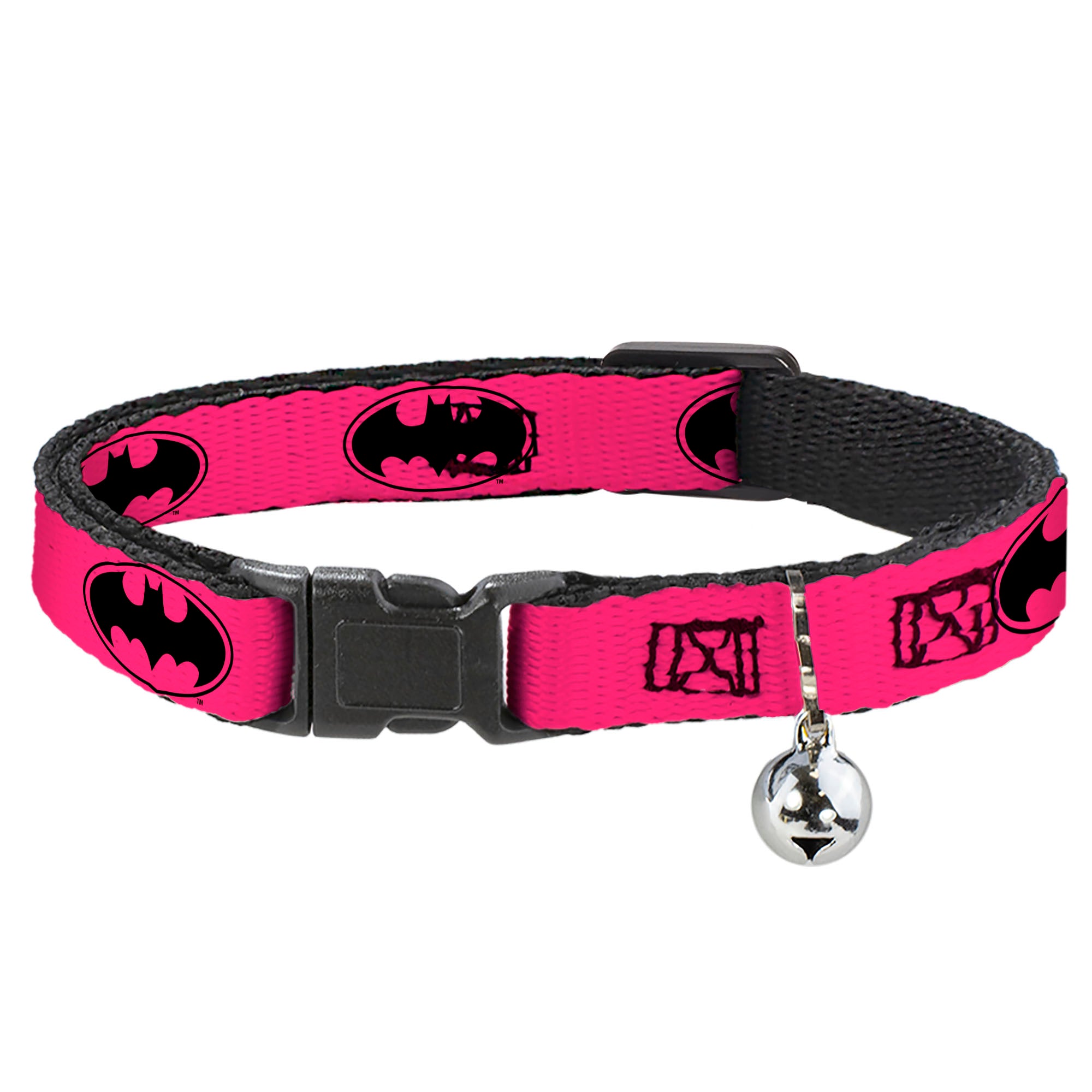 Cat Collar Breakaway - Bat Signal-3 Fuchsia Black Fuchsia Breakaway Cat Collars DC Comics