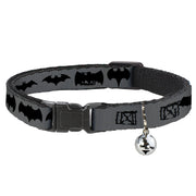 Cat Collar Breakaway - Bat Logo Transitions Gray Black Breakaway Cat Collars DC Comics