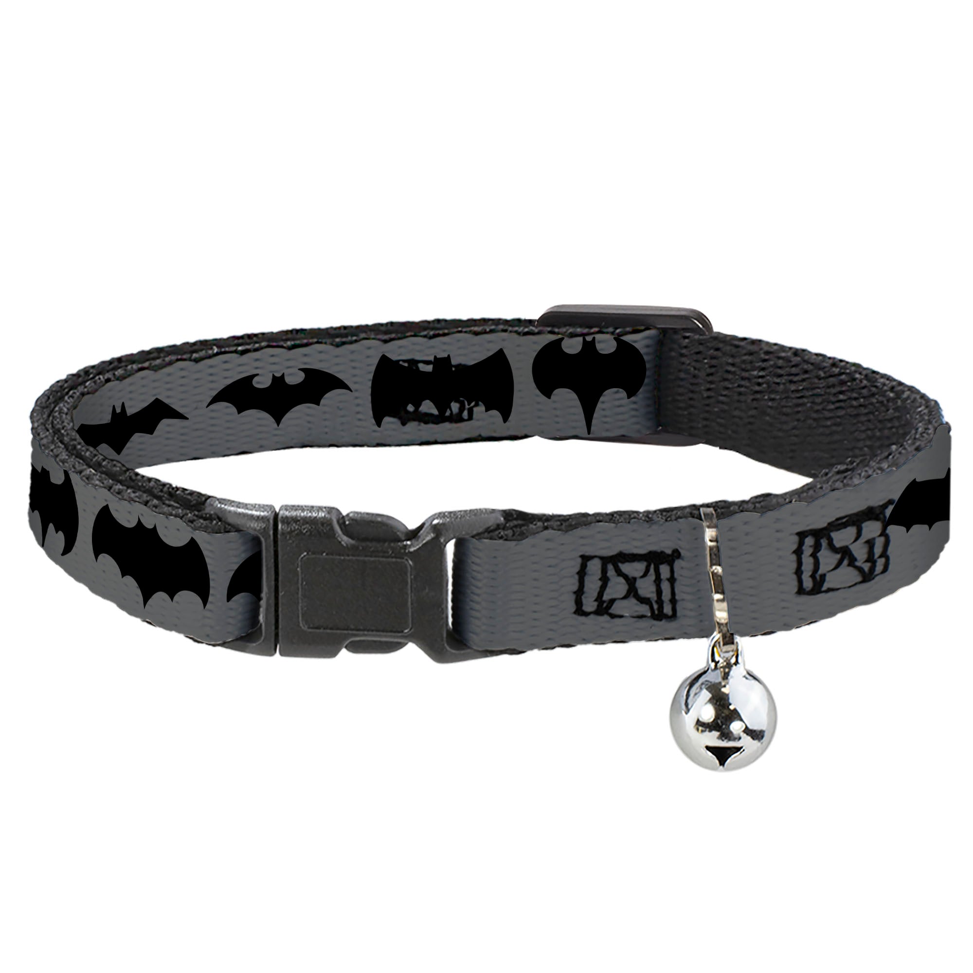 Cat Collar Breakaway - Bat Logo Transitions Gray Black Breakaway Cat Collars DC Comics