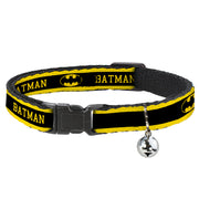 Cat Collar Breakaway - BATMAN Logo Stripe Yellow Black Breakaway Cat Collars DC Comics