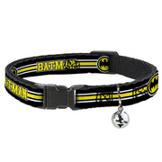 Cat Collar Breakaway - BATMAN Bat Signal Triple Stripe Black White Yellow Breakaway Cat Collars DC Comics
