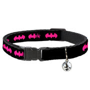 Cat Collar Breakaway with Bell - Batman Signal Black Fuchsia Breakaway Cat Collars DC Comics