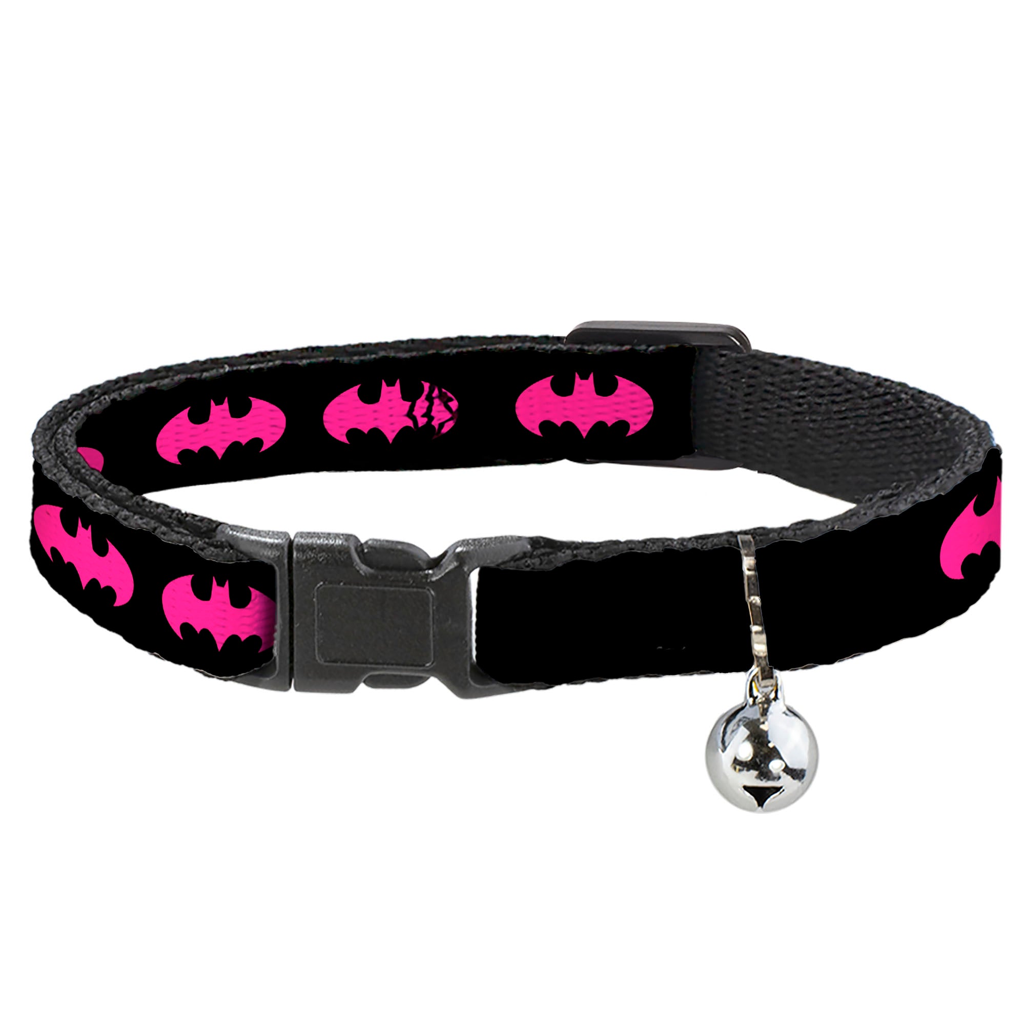 Cat Collar Breakaway with Bell - Batman Signal Black Fuchsia Breakaway Cat Collars DC Comics