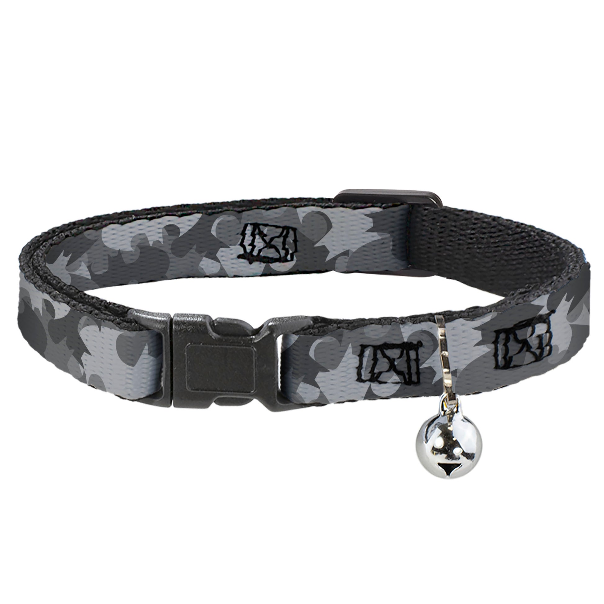Cat Collar Breakaway - Bat Signal Stacked Black Grays Breakaway Cat Collars DC Comics
