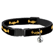 Cat Collar Breakaway with Bell - DC League of Super-Pets Batman Bat Logo Black Yellow Breakaway Cat Collars DC Comics