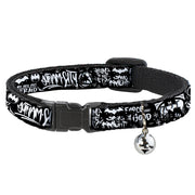 Breakaway Cat Collar with Bell - Batman Gotham City Graffiti Collage Black/White Breakaway Cat Collars DC Comics   