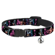Breakaway Cat Collar with Bell - Batman Batgirl and Joker Comic Book Cover Face Close-Ups Black Breakaway Cat Collars DC Comics   
