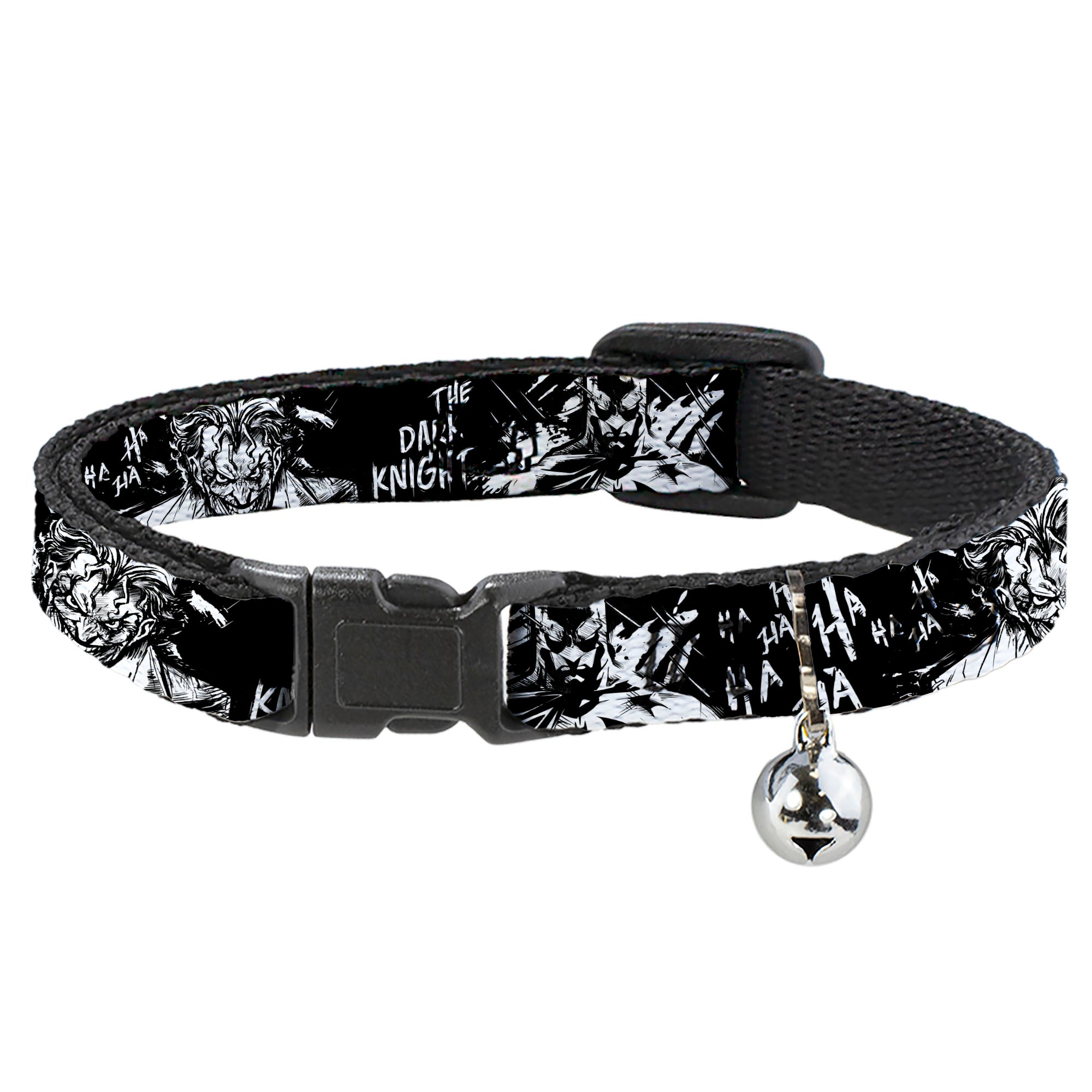 Breakaway Cat Collar with Bell - Batman THE DARK KNIGHT and Joker Smiling Sketch Close-Ups Black/White Breakaway Cat Collars DC Comics   