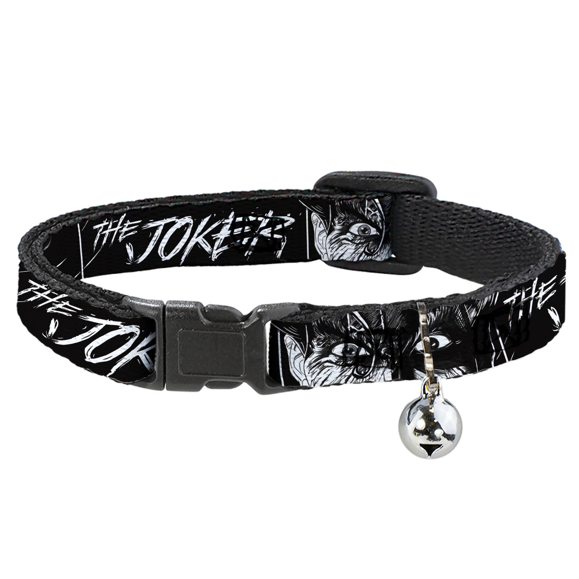 Breakaway Cat Collar with Bell - THE JOKER Smiling Eyes Sketch Close-Up Black/White Breakaway Cat Collars DC Comics   