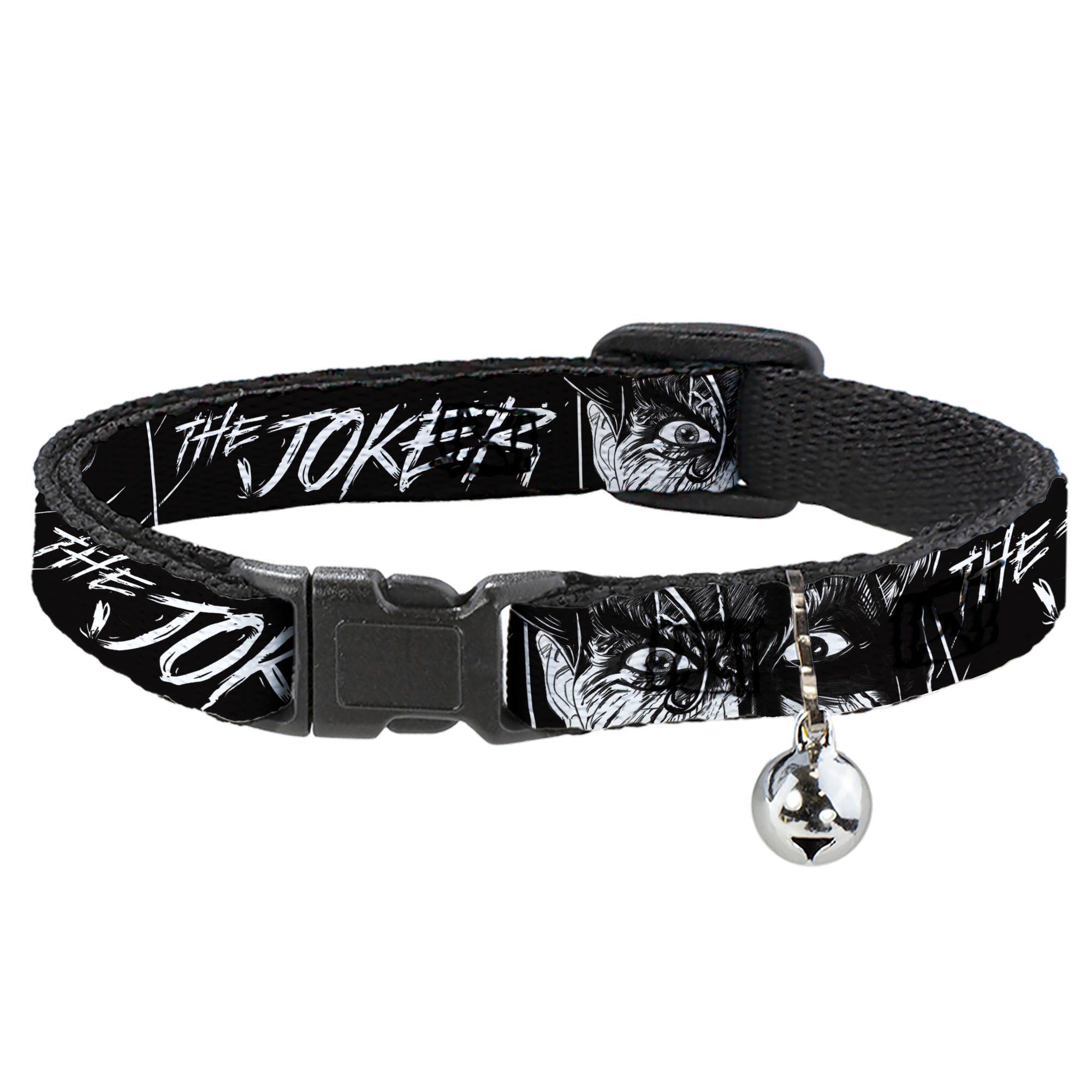 Breakaway Cat Collar with Bell - THE JOKER Smiling Eyes Sketch Close-Up Black/White Breakaway Cat Collars DC Comics   