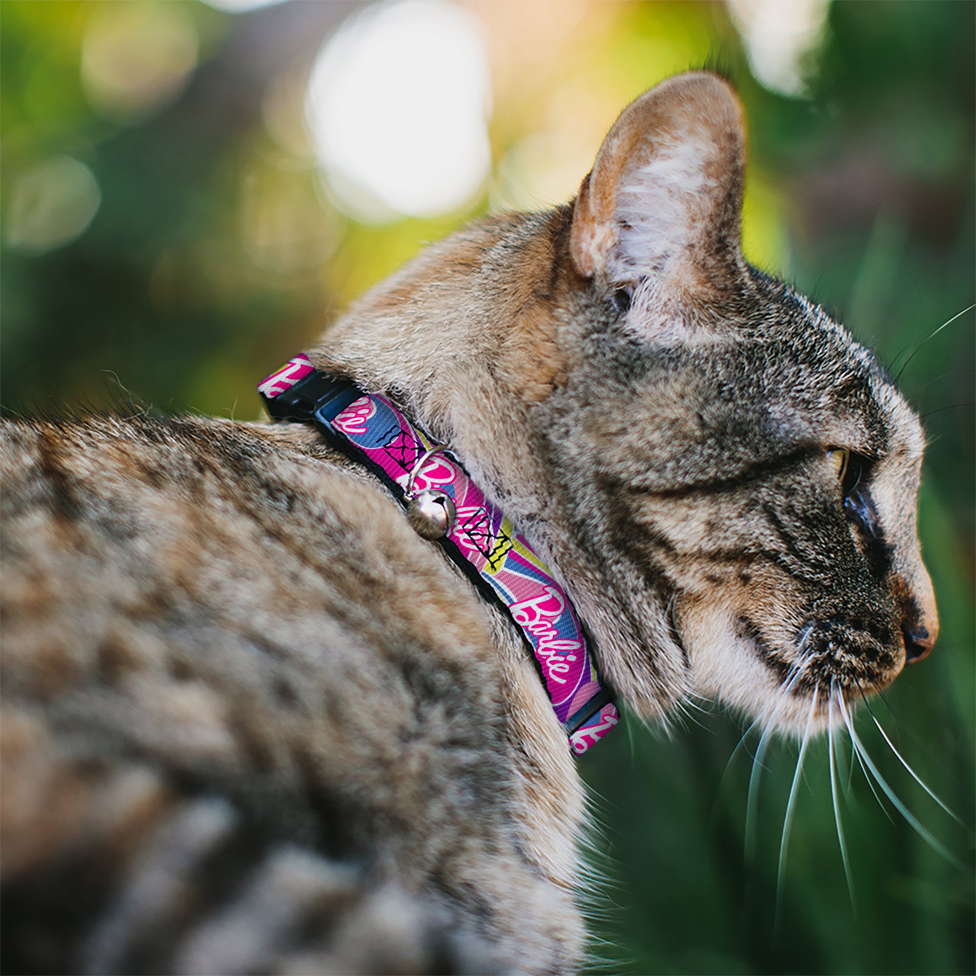 Breakaway Cat Collar with Bell - BARBIE Script Signature Logo Abstract Multi Color/White Breakaway Cat Collars Barbie
