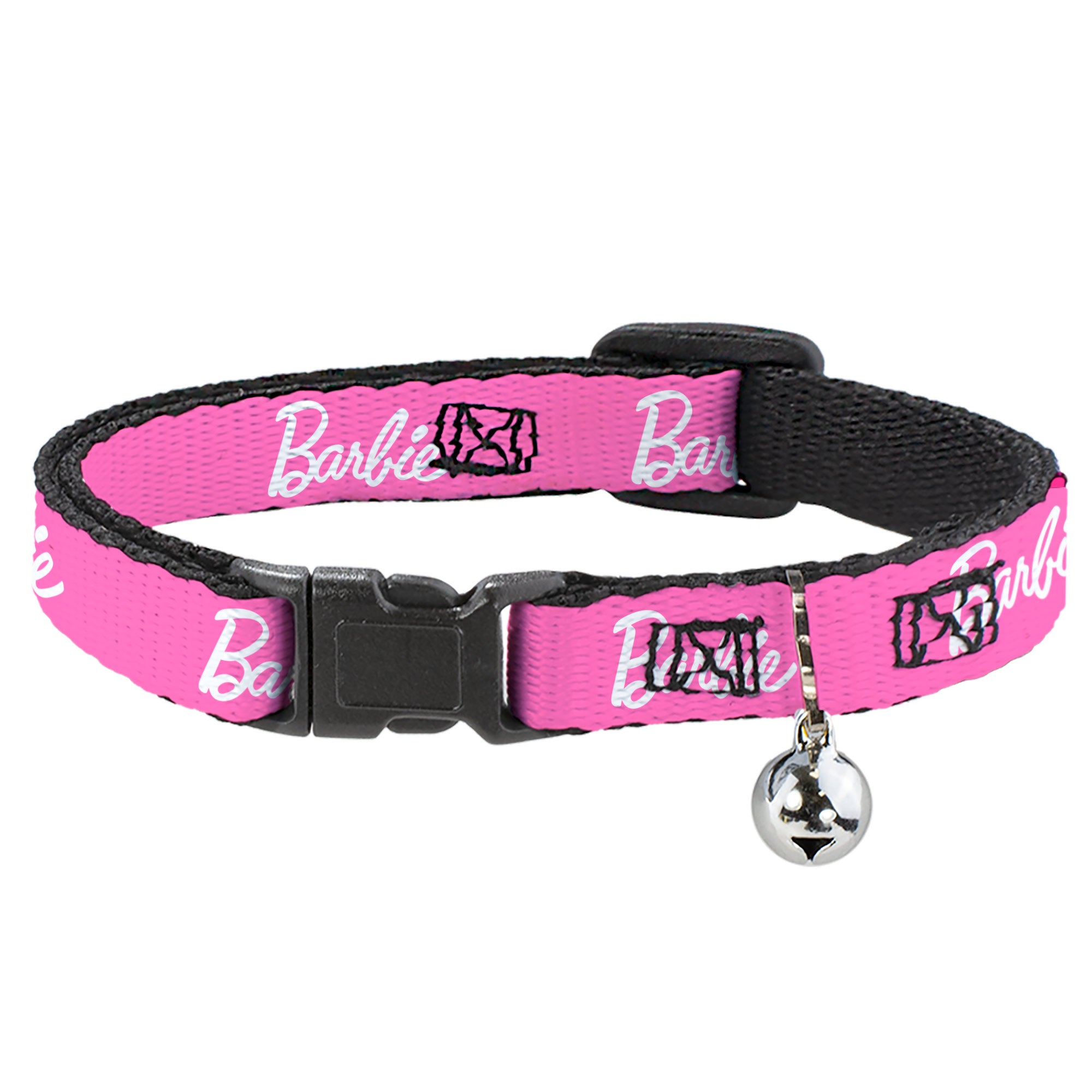 Breakaway Cat Collar with Bell - BARBIE Script Signature Logo Pink/White Breakaway Cat Collars Barbie