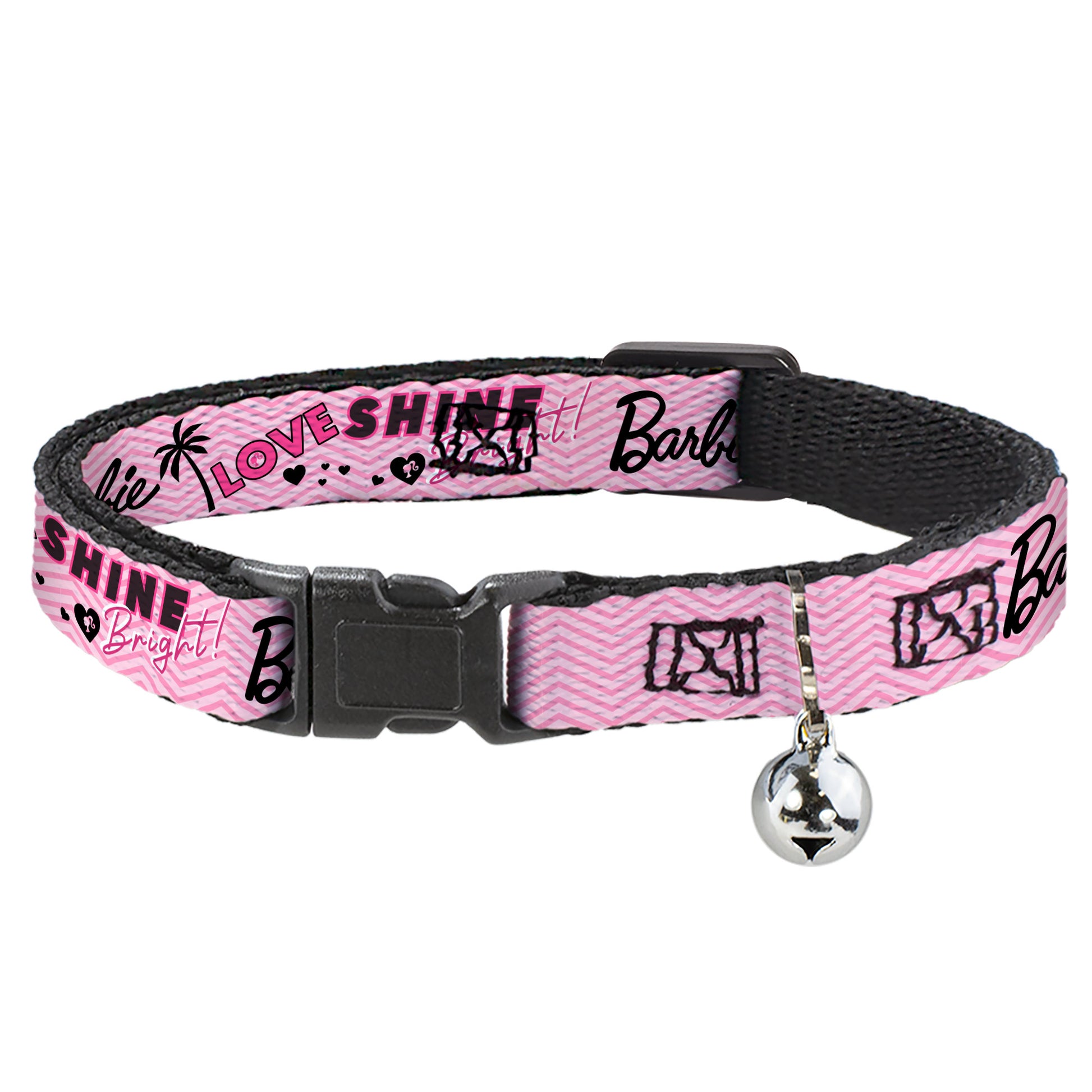 Breakaway Cat Collar with Bell - BARBIE LOVE SHINE BRIGHT Chevron Striping Pinks Breakaway Cat Collars Barbie