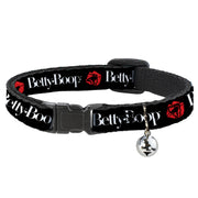 Breakaway Cat Collar with Bell - BETTY BOOP Text and Kiss Black/White/Red Breakaway Cat Collars Betty Boop