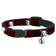 Breakaway Cat Collar with Bell - Betty Boop Winking Kiss Pose with XOXO Text Polka Dot Black/Red/White Breakaway Cat Collars Betty Boop