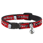 Breakaway Cat Collar with Bell - BETTY BOOP Winking Kiss Pose and Text Reds/Black/White Breakaway Cat Collars Betty Boop
