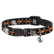 Breakaway Cat Collar with Bell - BETTY BOOP Salute Pose and Text Stars Black/White/Yellow/Red Breakaway Cat Collars Betty Boop