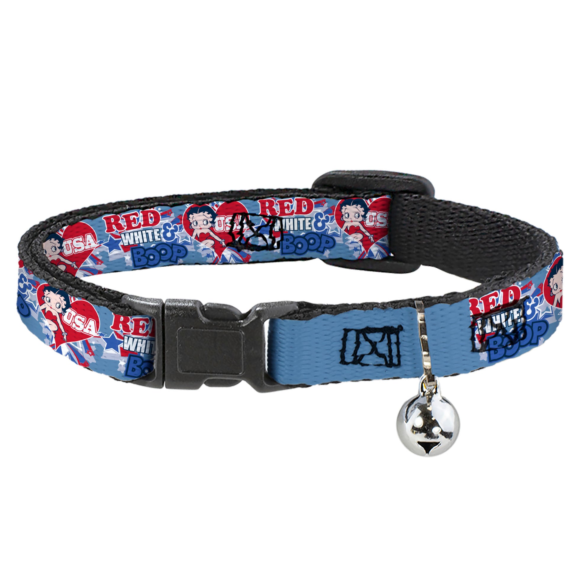 Breakaway Cat Collar with Bell - Betty Boop RED WHITE & BOOP Heart Pose Blues/Reds Breakaway Cat Collars Betty Boop
