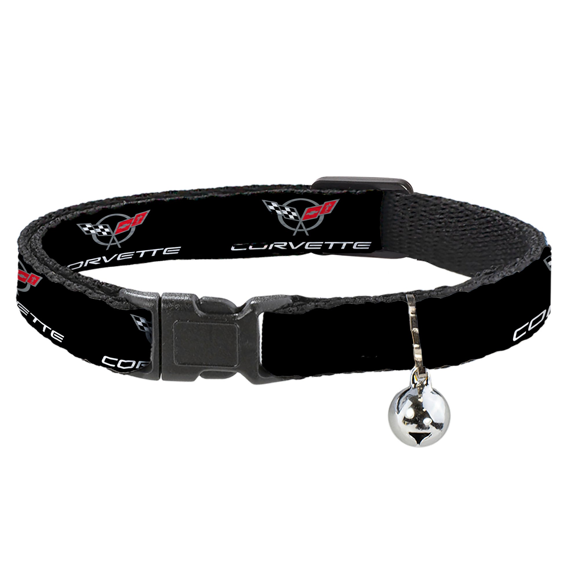Cat Collar Breakaway - CORVETTE C5 Logo Black Gray White Red REPEAT Breakaway Cat Collars GM General Motors