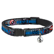 Cat Collar Breakaway - CAPTAIN AMERICA w Avengers Logo Cityscape Breakaway Cat Collars Marvel Comics