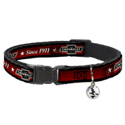 Breakaway Cat Collar with Bell - Vintage CHEVROLET Bowtie SINCE 1911/Stars Stripe Black/Red/Ivory Breakaway Cat Collars GM General Motors