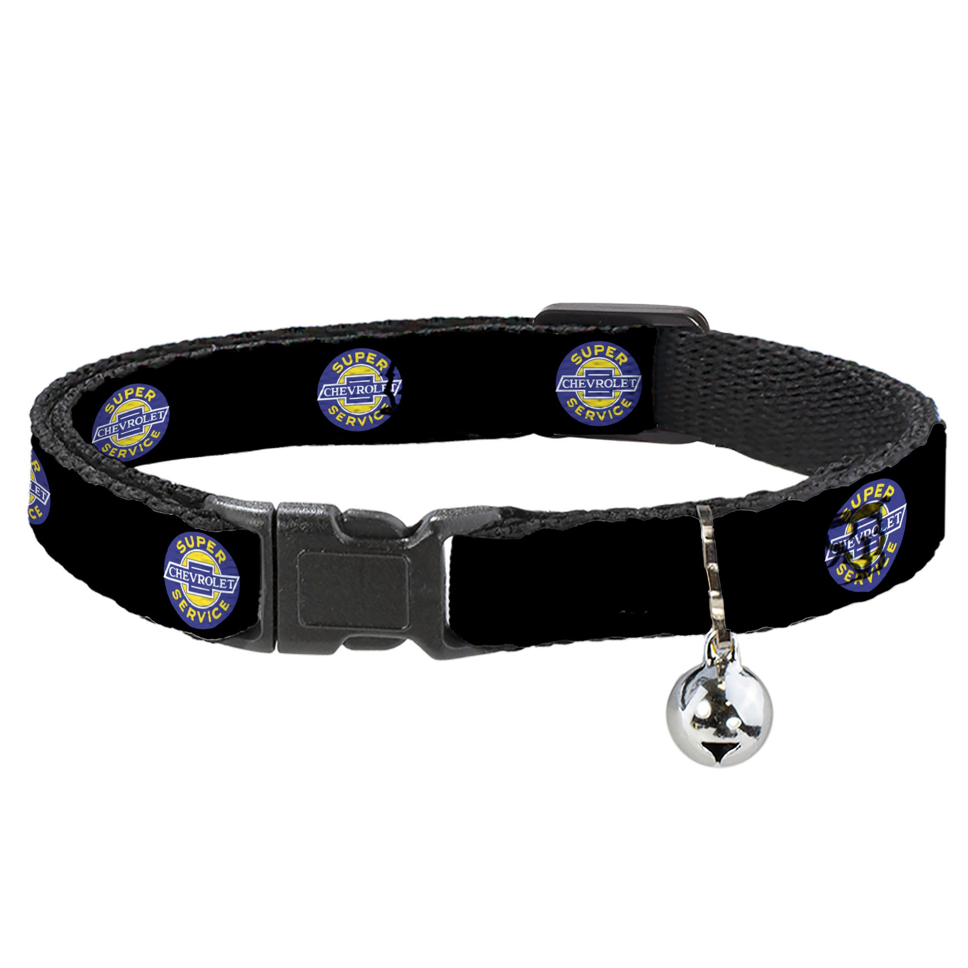 Cat Collar Breakaway - CHEVROLET SUPER SERVICE Logo Black Blue Yellow White Breakaway Cat Collars GM General Motors