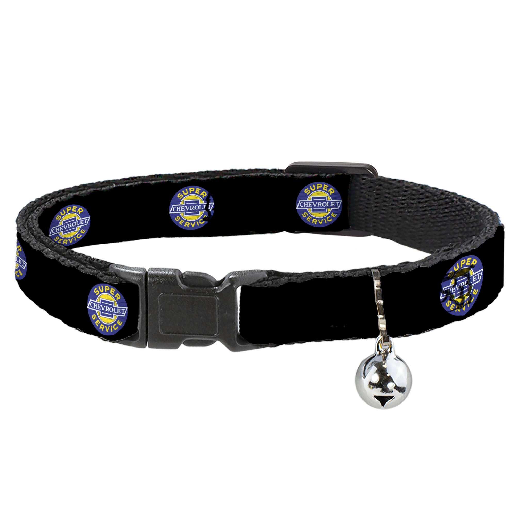 Cat Collar Breakaway - CHEVROLET SUPER SERVICE Logo Black Blue Yellow White Breakaway Cat Collars GM General Motors