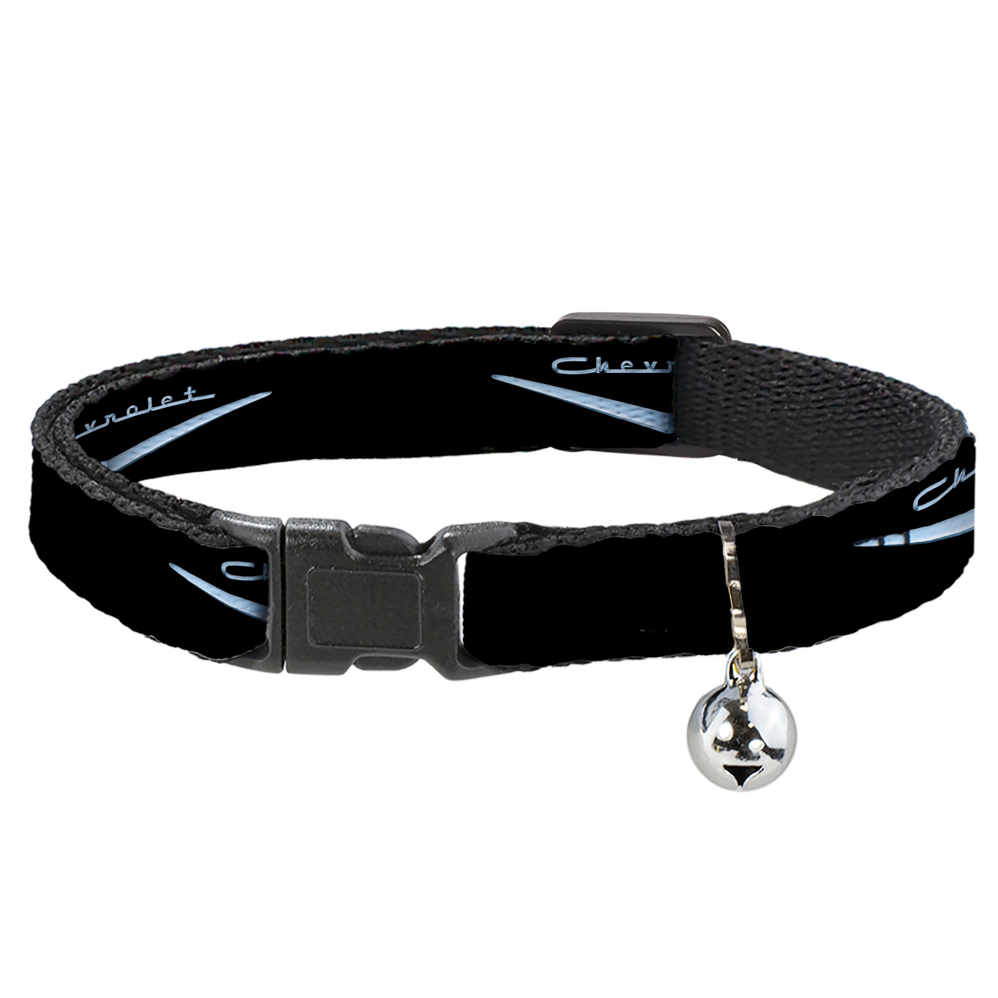 Cat Collar Breakaway - 1955-57 CHEVROLET V Emblem Black Silver Breakaway Cat Collars GM General Motors